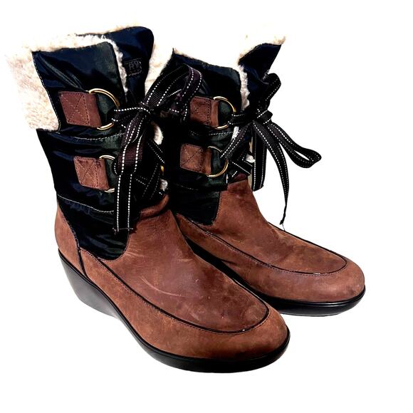 Sperry Women’s Boots Snug Harbor Brown Suede Leather Lace Up Fur Lined 8M - Picture 1 of 11